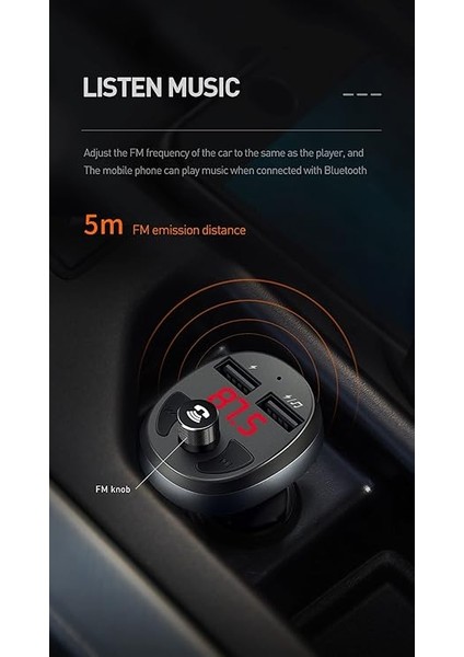 CC-6880 Fm Transmitter Çift USB Bluetooth Araç Şarj Cihazı fiyatları