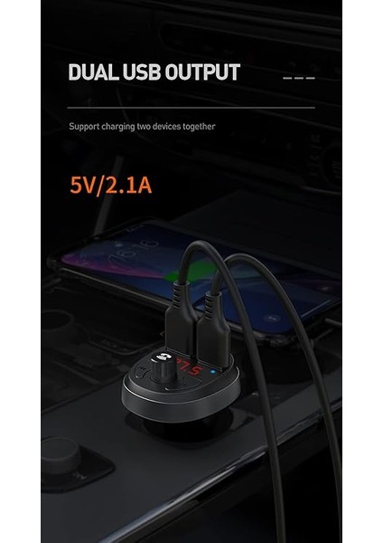 CC-6880 Fm Transmitter Çift USB Bluetooth Araç Şarj Cihazı fırsatları