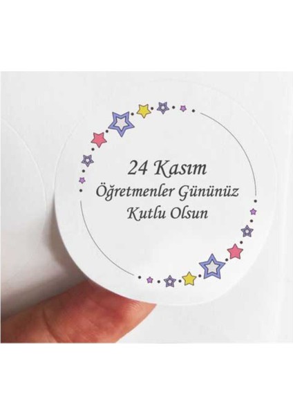48 Adet 4 cm Öğretmenler Gününüz Kutlu Olsun Mat Baskılı Yuvarlak Etiket Sticker-4