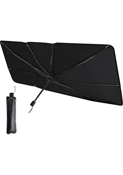 Ön Cam Güneşlik Şemsiye - Tüm Arabalarla Uyumlu Boyut, Uv Güneş Işığı Tam Yansıtma Kapasitesi, Pratik Kullanım, Kılıflı Şık Tasarım, Araç Içi Katlanabilir Yüksek Yalıtımlı Güneşlik Şemsiye