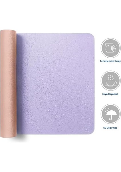 Deer Pu Deri Mouse Pad Dikişli Kenar Dayanıklı Büyük Boy Çift Yönlü Kullanım Ofis Masa Matı Sümen(Lila, 90X40 Xl) indirimleri