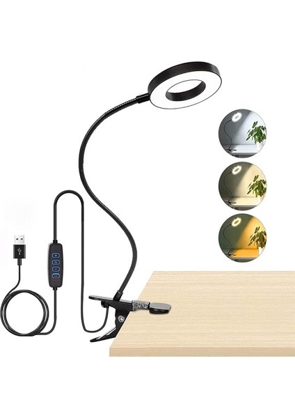 Masa Lambası USB Girişli Göz Koruyucu Klipsli Masaya Sabitlenen Masa Lambası Ayarlanabilir Işık Seviyesi Çok Fonksiyonlu LED Masa Lambası Sarı Beyaz Gün Işığı Masa Lambası 3 Modlu Masa Lambası Çalışma Lambası Çok Açılı Ayarlanabilir Lamba