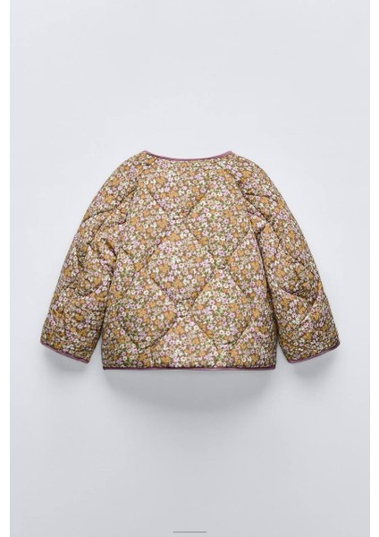 Çiçek Desenli Kız Çocuk Mont – Ince Dolgulu, Astarlı