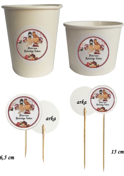 Beyhan Bayhan 40 Parça Kişiye Özel Bekarlığa Veda Baskılı Kürdan Seti-Bardak Kase Kısa ve Uzun Kürdan