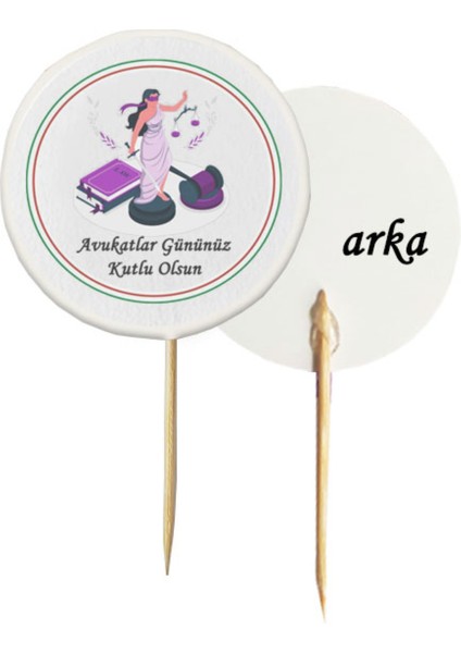 20 Adet Dekoratif Avukatlar Gününüz Kutlu Olsun Baskılı Kürdanı 6,5 Cm-5