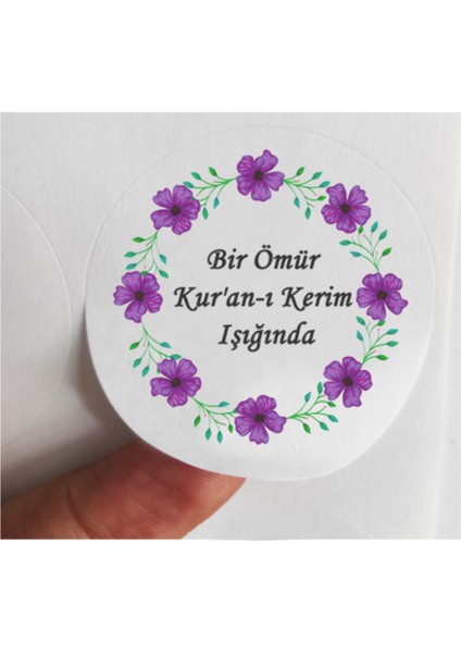 48 Adet 4 cm Çiçekli Bir Ömür Kur'an-I Kerim Işığında Baskılı Mat Etiket Sticker