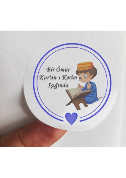 48 Adet 4 cm Mavi Bir Ömür Kur'an-I Kerim Işığında Baskılı Mat Etiket Sticker -2