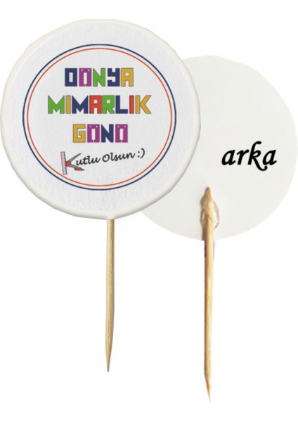 Beyhan Bayhan 20 Adet Dekoratif Dünya Mimarlık Günü Kutlu Olsun Baskılı Kürdanı 6,5 Cm-2