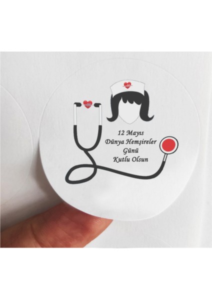 48 Adet 4 cm 12 Mayıs Dünya Hemşireler Günü Kutlu Olsun Baskılı Mat Etiket Sticker 2