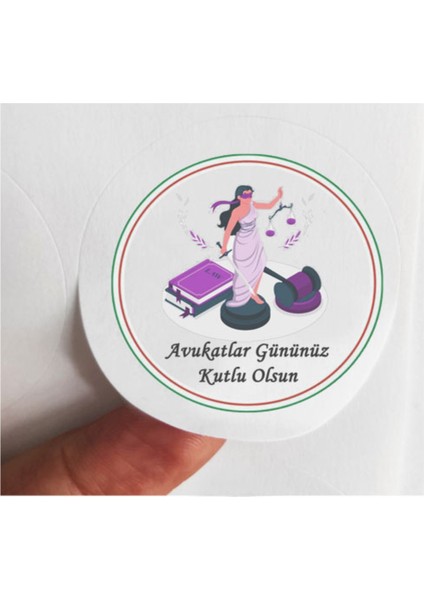 24 Adet 4 cm Avukatlar Gününüz Kutlu Olsun Mat Baskılı Etiket Sticker -5
