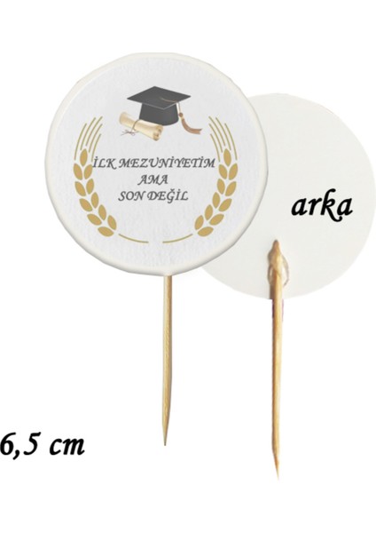 20 Adet Ilk Mezuniyetim Ama Son Değil Mezuniyet Baskılı Kürdan 6,5 cm