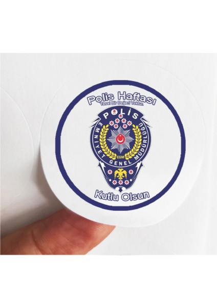 48 Adet 4 cm Polis Haftası Kutlu Olsun Baskılı Mat Etiket Sticker