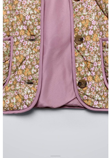 Çiçek Desenli Kız Çocuk Mont – Ince Dolgulu, Astarlı fırsatları