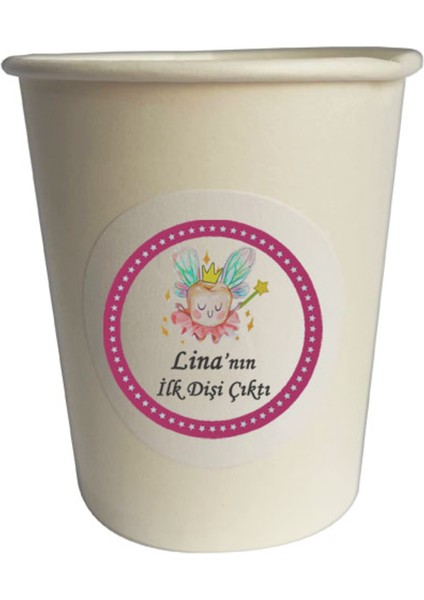 20 Adet Kişiye Özel Baskılı Renkli Melek Kanatlı Diş Buğdayı Karton Bardak - Ilk Diş Bardak