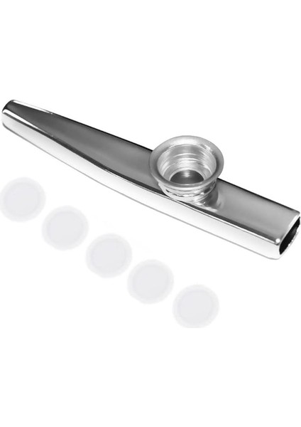 Joes STMK6H Metal Kazoo Hediyeli - Alüminyum Alaşım (5 Adet Yedek Kazoo Zarı Hediye) Aluminum Alloy Metal Diaphragm Instrument Durable - Silver