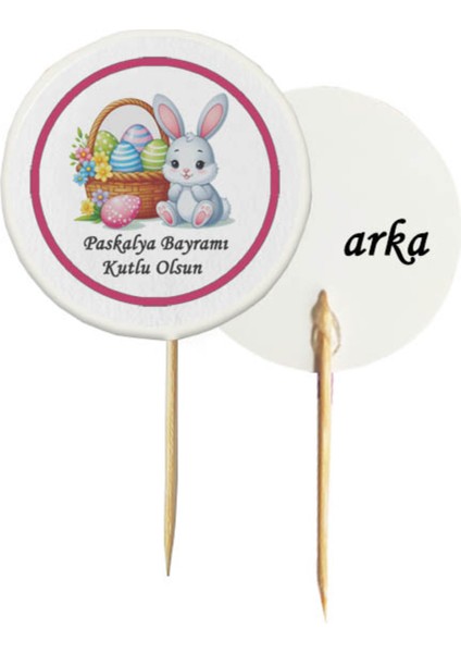 48 Adet Dekoratif Paskalya Bayramı Kutlu Olsun Baskılı Kürdan 6,5 Cm-2