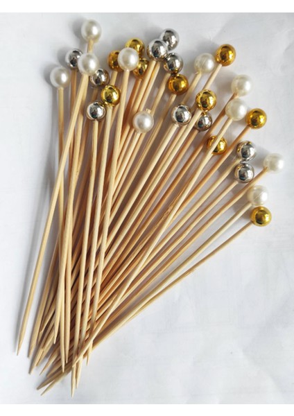 15 cm Uzun Kürdan - 30 Adet Dekoratif Karışık Renkli Büyük Incili Kokteyl Kürdanı - Inci 10 mm fiyatları