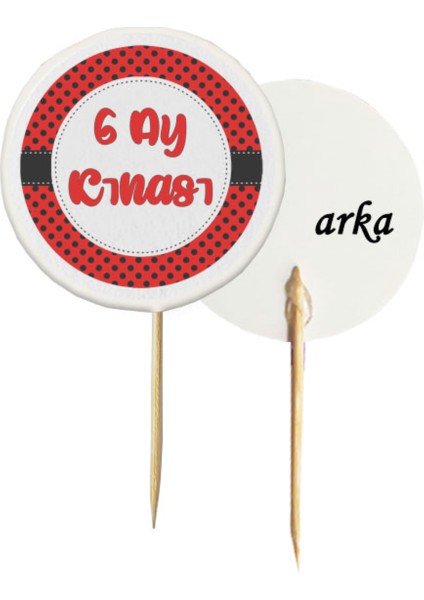 20 Adet Yuvarlak Bayraklı 6 Ay Kınası Pasta Kürdanı 6,5 cm modelleri