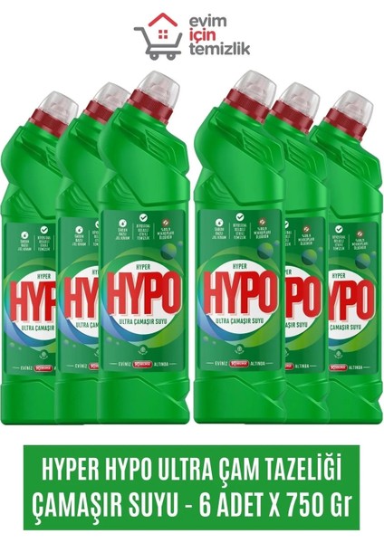 Hyper Hypo Çamaşır Suyu Ultra 750 gr x 6 Adet - Çam Tazeliği Krtmkmya6