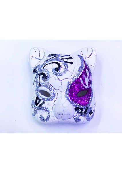 Sepetim Mor Renk Işlemeli Seramik Malzemeden Imal Venedik Kedi Model Magnet