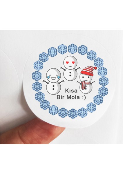 48 Adet 4 cm Kısa Bir Mola Baskılı Mat Etiket Sticker