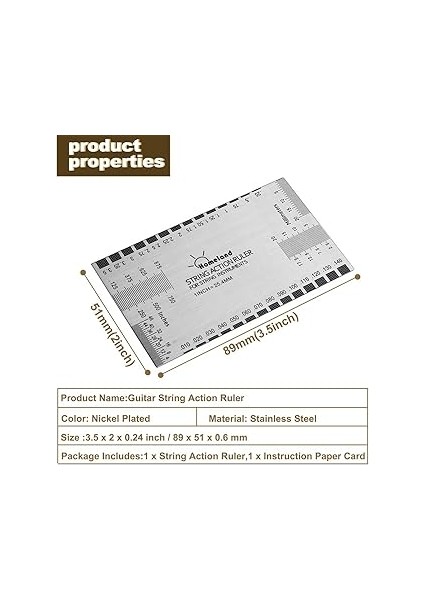 Paslanmaz Çelik Tel Aksiyon Cetveli Gitar Kurulum Ölçer Luthier Ölçüm Aleti Elektrik, Akustik ve Bas Gitarlar Için Kullanım Kılavuzu fırsatları