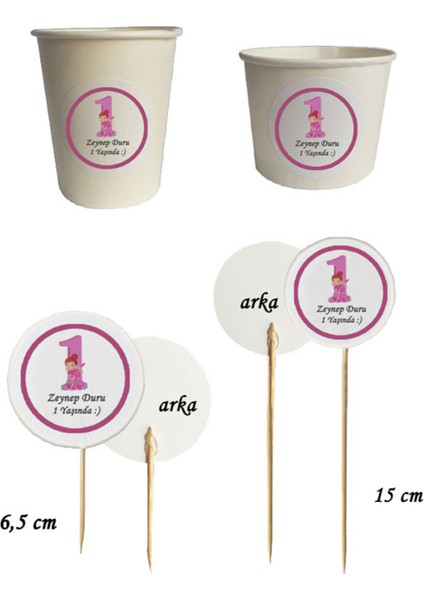 Beyhan Bayhan 40 Parça Kişiye Özel Pembe 1 Yaş Kürdan Seti Bardak Kase Kısa ve Uzun Kürdan - Bir Yaş