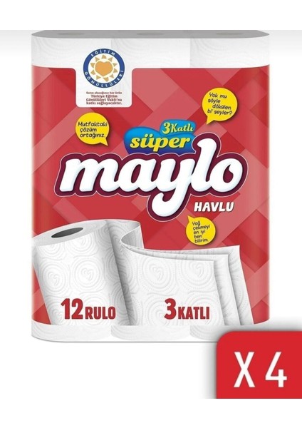 3 Katlı Super Maylo Rulo Havlu 12*4
