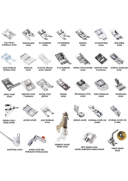 Ev Tipi Dikiş Makinesi Ayak Seti (32 Parça) Gt-32 fiyatları