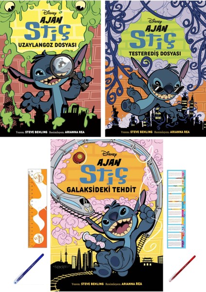 Disney Ajan Stiç-Testerediş Dosyası-Uzaylangoz Dosyası-Galaksideki Tehdit 3 Kitap+Kalem 2 Adet