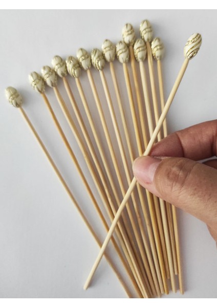 15 cm Uzun Kürdan - 30 Adet Dekoratif Lüks Gold Varaklı Yaldız Boncuklu Kokteyl Karıştırıcı fırsatları