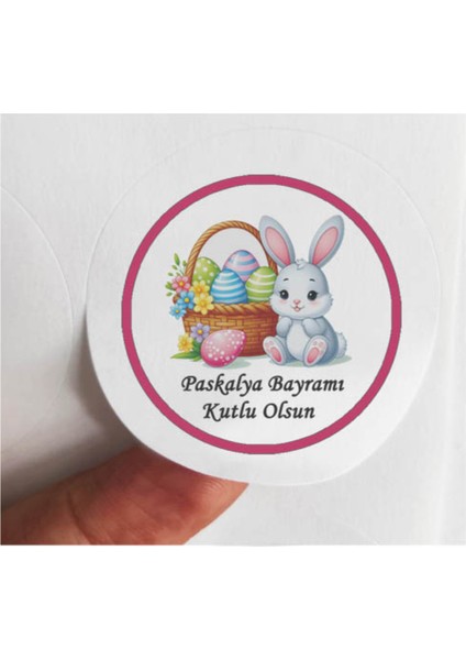 48 Adet 4 cm Paskalya Bayramı Kutlu Olsun Baskılı Mat Etiket Sticker -2