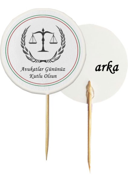 20 Adet Dekoratif Avukatlar Gününüz Kutlu Olsun Baskılı Kürdanı 6,5 Cm-2