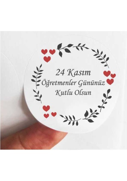 48 Adet 4 cm Öğretmenler Gününüz Kutlu Olsun Mat Baskılı Yuvarlak Etiket Sticker-3