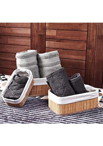 3'lü Çok Amaçlı Bambu Organizer Seti, Çok Boyutlu Mutfak Banyo Ev Sepetleri, Büyük, Orta, Küçük Boy fiyatları