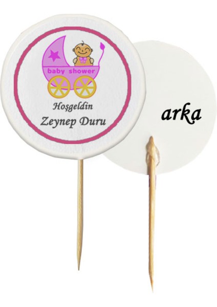 40 Parça Kişiye Özel Pembe Pusetli Hoşgeldin Bebek Kürdan Seti Bardak Kase Kısa ve Uzun Kürdan fırsatları