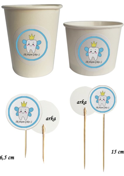 Beyhan Bayhan 40 Parça Mavi Diş Perili Ilk Dişim Çıktı Kürdan Seti - Bardak Kase Kısa ve Uzun Kürdan