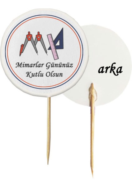 Beyhan Bayhan 20 Adet Dekoratif Mimarlar Gününüz Kutlu Olsun Baskılı Kürdanı 6,5 Cm-1