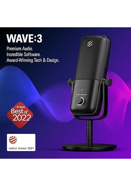 Wave:3 Profesyonel Yayıncı & Oyuncu Mikrofonu, Stüdyo Kalitesinde Ses, Çok Fonksiyonlu Kontrol Düğmesi, Kapasitif Sessiz Alma Butonu, Wave Link Uygulaması (10MAB9901) modelleri