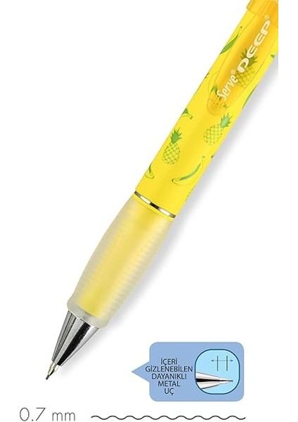Deep Mekanık Kursun Kalem 07MM Fos Sarı Ananas &amp; Muz modelleri