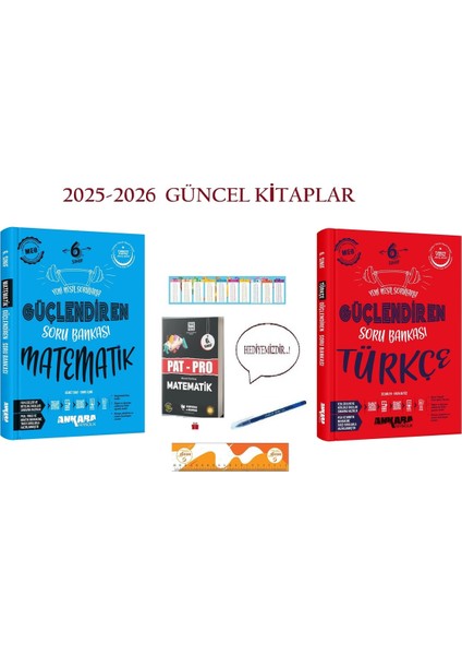 6. Sınıf Güçlendiren Matematik ve Türkçe Soru Bankası 2'li Set (Maarif Model)+Pat-Pro Matematik S.b.