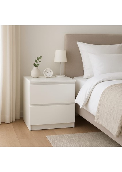 Karmen Beyaz Gizli Bölmeli Komodin