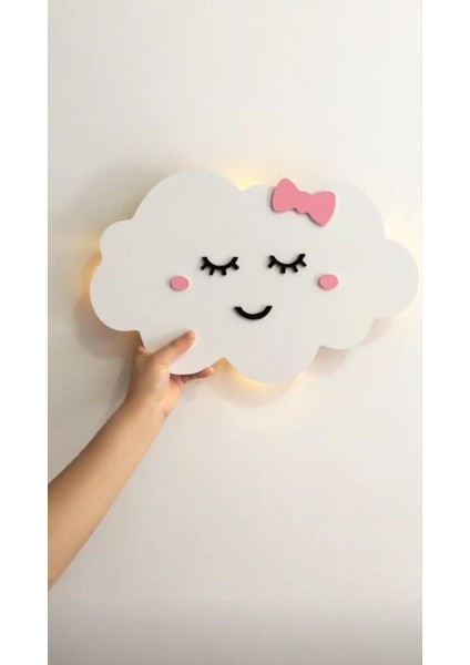 LED Işıklı Çocuk Odası Duvar Dekorasyon – Gülen Bulut – Kız Çocukları Için