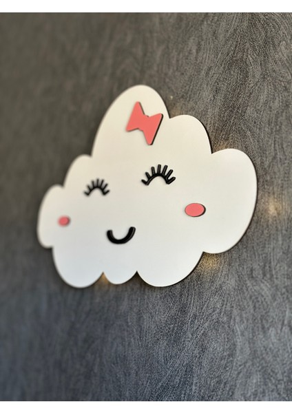 LED Işıklı Çocuk Odası Duvar Dekorasyon – Gülen Bulut – Kız Çocukları Için