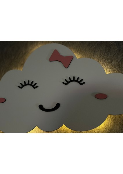 LED Işıklı Çocuk Odası Duvar Dekorasyon – Gülen Bulut – Kız Çocukları Için