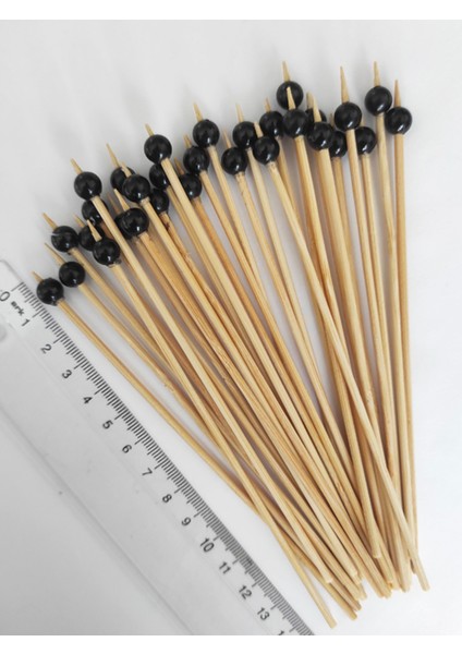 15 cm Uzun Kürdan - 30 Adet Dekoratif Siyah Inci Boncuklu Kokteyl Kürdanı fiyatları