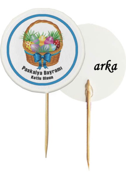 20 Adet Dekoratif Paskalya Bayramı Kutlu Olsun Baskılı Kürdan 6,5 Cm-1