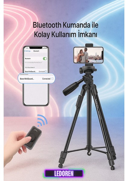 NP-3180S 129 cm Tripod Bluetooth Kumandalı Profesyonel Telefon Kamera Tutucu Çantalı Tripot modelleri