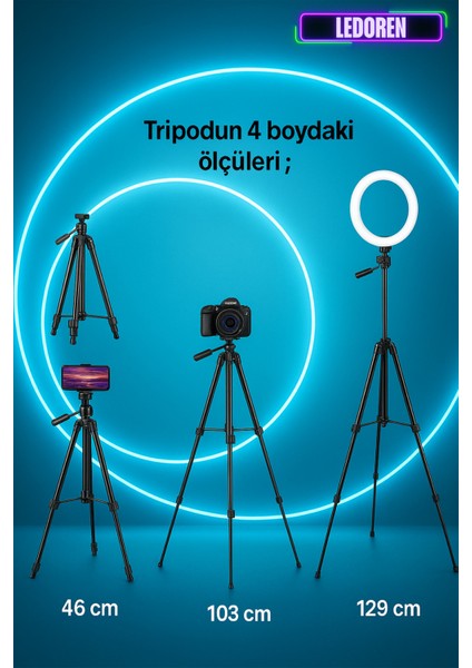NP-3180S 129 cm Tripod Bluetooth Kumandalı Profesyonel Telefon Kamera Tutucu Çantalı Tripot fırsatları