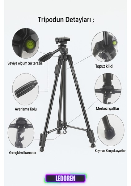 NP-3180S 129 cm Tripod Bluetooth Kumandalı Profesyonel Telefon Kamera Tutucu Çantalı Tripot indirimleri